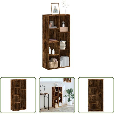 Rangement bureau - Bibliothèque chêne fumé 50x25x105 cm bois d'ingénierie (1/5)