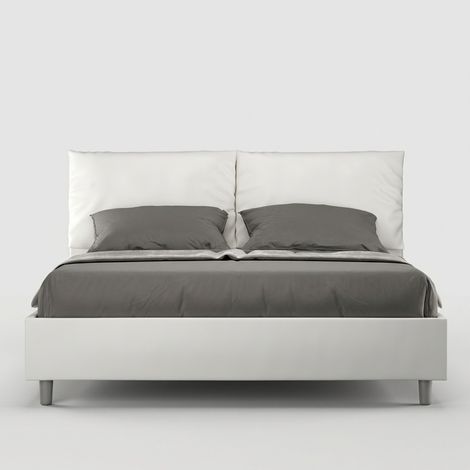Cama doble container 160x200 cabecero con cojines Antea M1 - Blanco (1/5)