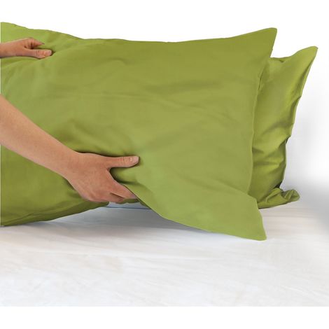Coppia federe per Cuscino guanciale Letto 100% Cotone Made in Italy con patella interna Verde exotic - 52x80 cm