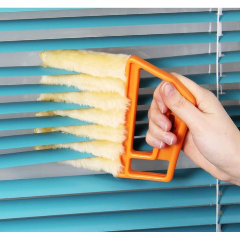 Avosdim – Brosse de nettoyage pour stores vénitiens 25mm – 7 tiges en polyester – Poignée rigide pour un nettoyage efficace – Protection contre micro-rayures