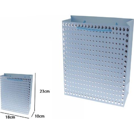 TrAdE Shop Traesio - Set 3pz Buste Regalo Shopper Azzurra Borchie Maniglie Cordoncino 23x18x10cm 69942 -