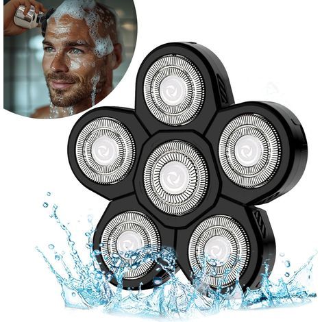 Razor Heads, 6 Electric Razor Heads for Men, Universal Double Ring Shaving Blade Replacement for Electric Razors 5 6 7 8, Black (1/5)