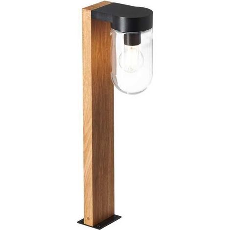 BRILLIANT - CABAR Borne extérieure - coloris bois foncé/noir - métal/verre E27 1x40W