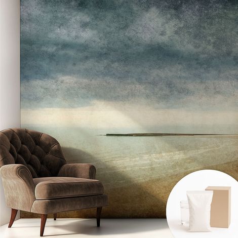 Tapete Vliestapete mit Kleber Wandtapete modern - Tapete mit Motiv - Tapete Schlafzimmer Nostalgische Landschaft 250x250 cm (1/5)