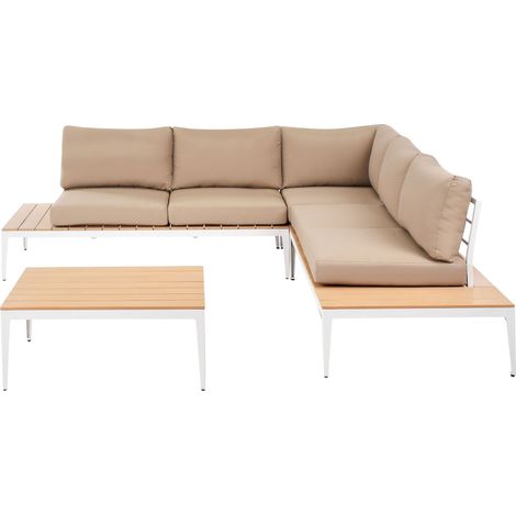 Set da giardino moderno 5 posti per esterni Cuscini Marrone chiaro Positano