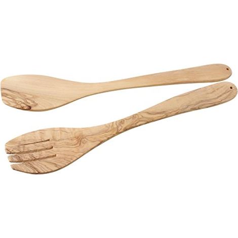 Fackelmann 30855 Posate da insalata in legno di ulivo, 30 cm, lavabili in lavastoviglie (1/4)