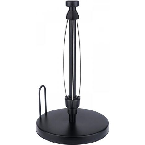 Porte-essuie-tout pour comptoir, support pour rouleau d'essuie-tout à une main avec base lestée et ventouses pour cuisine et salle de bain,noir (1/5)
