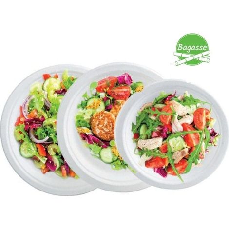 Assiette Ronde Bagasse 18cm écologique Compostable - Générique (1/2)