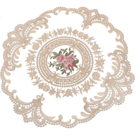 Set de Table Léger et Pratique Rétro en Coton Dentelle Rond Décoration de Table Élégante et Facile à Transporter pour Cafés et Fêtes (1/5)