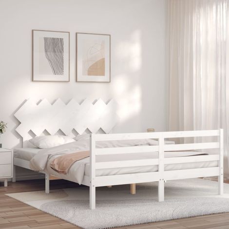 Bed Frame without Mattress White 140x200 cm Solid Wood vidaXL (1/5)