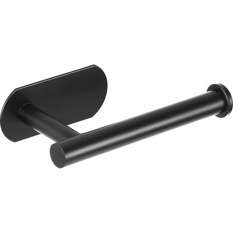Porte-rouleau de papier toilette auto-adhésif, support de papier toilette pour salle de bain, adhésif durable, sans perçage, acier inoxydable (noir, 1 pièce) (1/4)