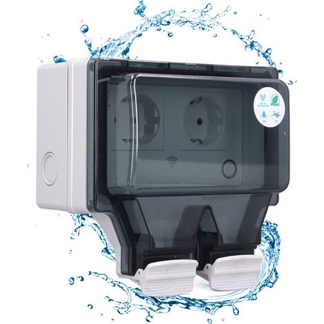 SJLERST IP66 Wasserdichte Außensteckdose mit Klappe, WLAN-Smart-Stecker, Typ 86 SNW-2SR, wasserdichte Wandhalterung mit Schutzabdeckung, 16-A-EU-Stecker, 110–250 V (1/5)