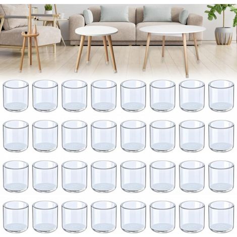 Lot de 32 embouts de pieds de chaise ronds en plastique transparent de 25 mm de diamètre, pour pieds de chaise de 25 à 27 mm de diamètre. (1/5)