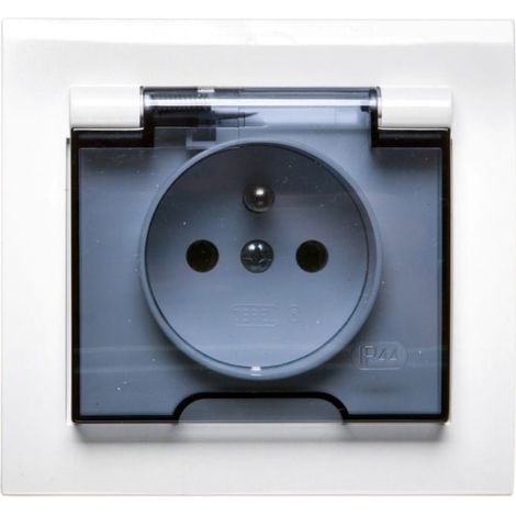 Kier Spritzwassergeschützte Steckdose mit/mit IP44 transparenter Abdeckung weiß GPH-1WZ/00/d