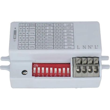 Détecteur de mouvement pour éclairage automatique, radar micro-ondes 5,8 GHz, 110-240 V, idéal pour les couloirs et les éclairages à détecteur de mouvement. (1/5)
