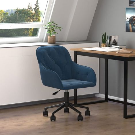 Chaise pivotante de bureau Bleu Velours vidaXL (1/6)