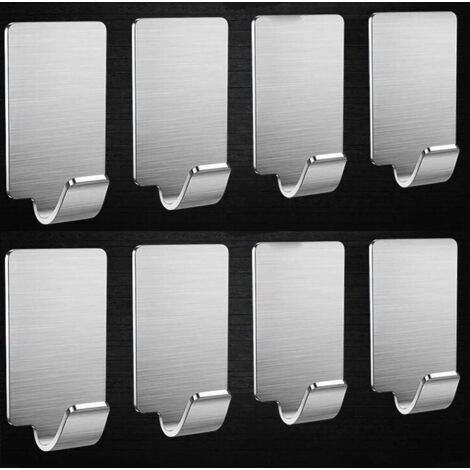 Ganci adesivi da parete in acciaio inox – Confezione da 8 – Portata 10kg – Facile installazione senza foratura – Per bagno e cucina - ces10kg (1/4)