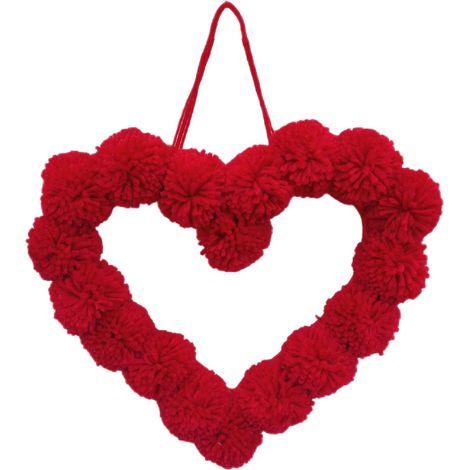 Guirlande De Cœurs En Pompoms - Décoration Murale Ou Porte Pour Saint-Valentin - En Laine - 20 Pièces (1/5)