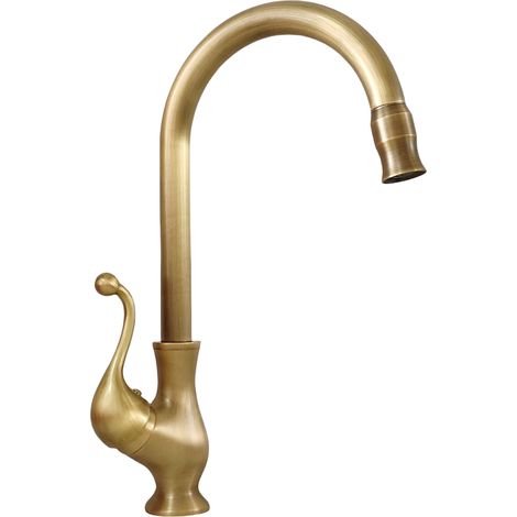 Robinet de Cuisine Évier Laiton Antique, Rétro Mitigeur Lavabo (1/5)