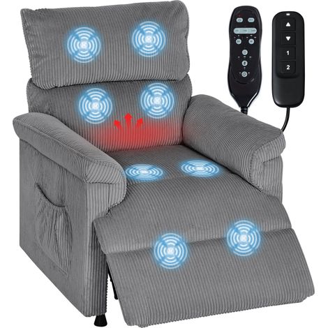 Grey Corduroy Electric Massage Recliner Chair for Ultimate Comfort and Relaxation (1/5)