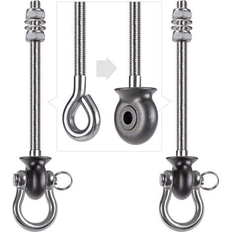 2pcs Crochet de Hamac, 19.5cm Accroche de Balançoire Fixation Fauteuil Suspendu de 180 Pivot Ensemble Plafond Poutre Chaise de Yoga Sac de Frappe Materiel de Suspension, 1500lbs