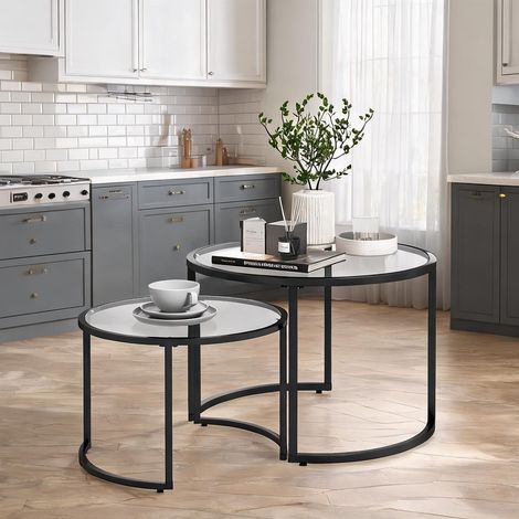 SunJet Table basse, table de salon, Lot de 2 basses gigognes rondes - Réf. R27ZEOD91P4A (1/5)