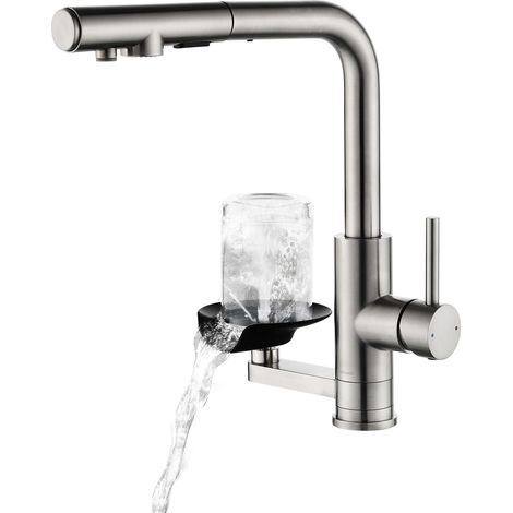 Robinet Cuisine 3 Voies Douchette avec Filtre Lave Verres, Double Sortie (1/5)