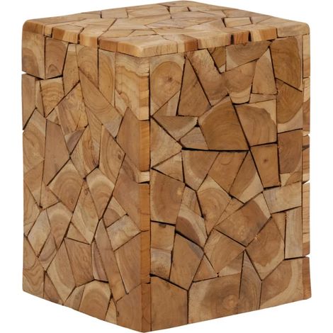 Tabouret / Table d'appoint carrée en bois de teck naturel - HIRAM (1/5)
