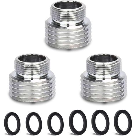 3 pièces Kit d'adaptateur de robinet, Mâle M20 mm vers Mâle M16 mm pour aérateur de cuisine Adaptateur de robinet d'évier Connexion tuyau d'arrosage Filtre à eau Tuyau standard via inverseur (1/5)