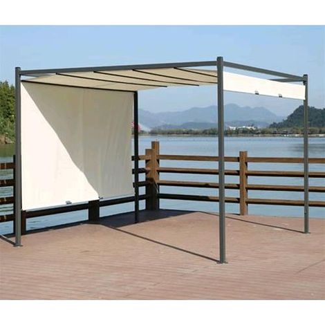 GAZEBO da Giardino in METALLO mod. PONTAL PAPILLON 300x300 cm Tetto Scorrevole (1/4)