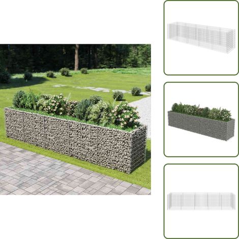 Lit surélevé à gabion Acier galvanisé 450x90x100 cm - Jardinière En Gabion - Jardin - Décoration Extérieure - Bac À Fleurs - Planter (1/5)