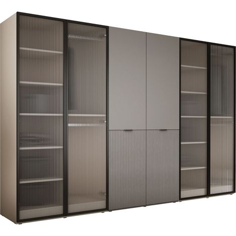 Armoire : Verre Rainuré / Gris Platine, 300 x 200 x 51 cm (1/5)