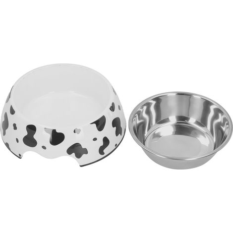 Gamelle pour chien avec base antidérapante en acier inoxydable et joli motif vache (1/4)