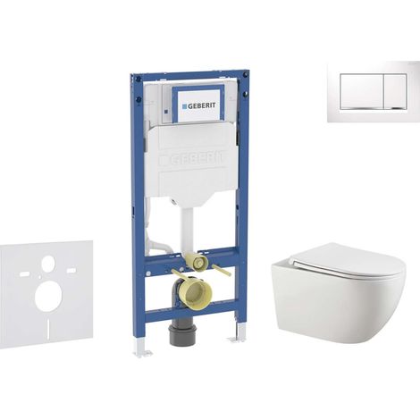 Geberit Duofix - Conjunto de módulo de instalación empotrada, inodoro Gaia y asiento softclose, pulsador de descarga Sigma20, blanco/cromo SANI11CA3123B (1/5)