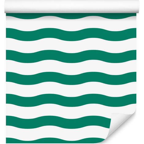 Carta da parati a righe con motivo marino, colore mare per soggiorno e camera da letto, 50x1000 cm. (1/5)