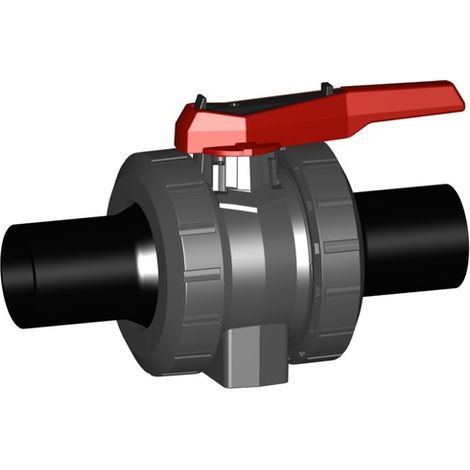 Vanne à bille GF 546 PVC-U/EPDM d 75 PE douille longue SDR17.6