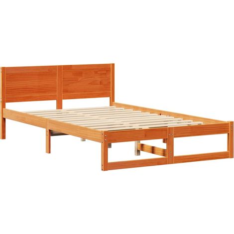 Lit double,Lit adulte,Cadre de lit Marron 120 x 190 cm Bois de pin massif CFW7669682 (1/5)