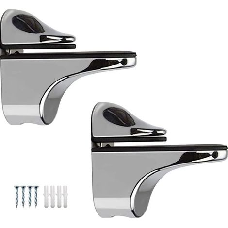 Support de Tablette en Verre Réglable en 2 Parties, Support pour étagères en bois / Verre d'une épaisseur de 5 à 22 mm - Bec de canard (1/5)