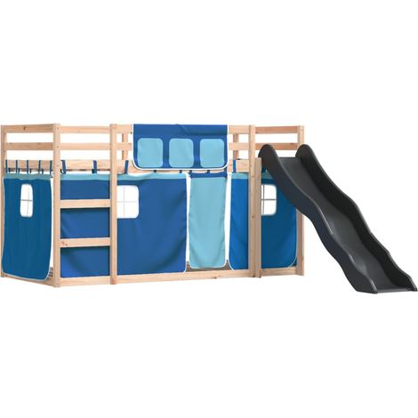 Lit superposé sans matelas avec toboggan et rideaux 80x200 cm vidaXL (1/5)