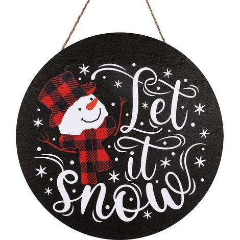 Panneau en bois de bonhomme de neige de Noël de 30 cm - Décoration de porte rustique de style ferme pour l'intérieur et l'extérieur, décoration murale et de fenêtre de style ferme (1/5)