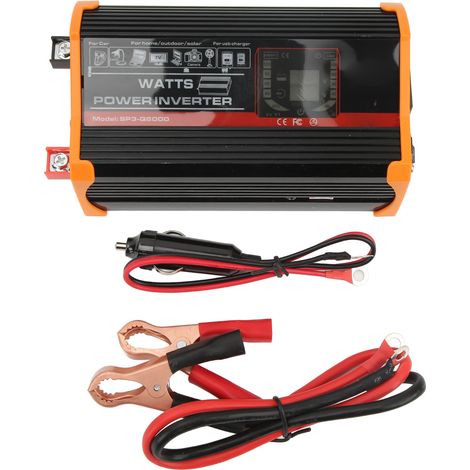 Onduleur à onde sinusoïdale modifiée 12V vers 220V avec chargeur intégré, écran LCD, double sortie USB pour camping-car et camion noir (1/5)