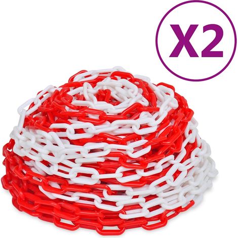 Cadenas de advertencia 2 unidades plástico rojo y blanco 30 m vidaXL (1/3)