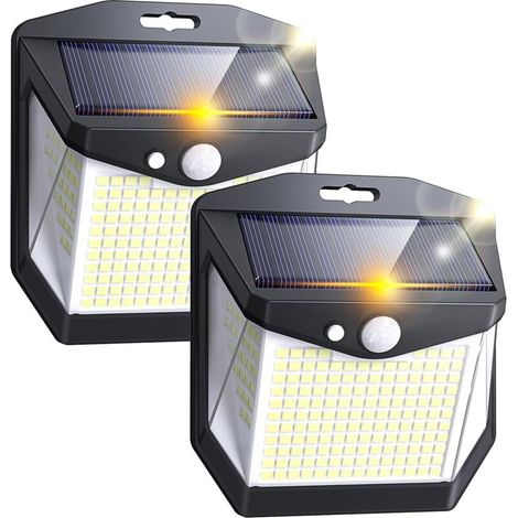 Solarbetriebene Sicherheitsleuchten für den Garten: 248 LEDs, 3 Modi, Bewegungsmelder, Solarpanel, Flutlicht, IP65 wasserdicht, 2er-Pack