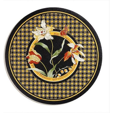 Lot de 4 sets de table ronds en lin isolants thermiques, 40 cm, napperons décoratifs festifs pour table de cuisine, style chinois de Noël