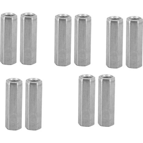 10 pièces écrou hexagonal Long écrou d'accouplement à longue tige en acier au carbone zingué écrou de joint de capuchon de connexion (M8  40) (1/5)