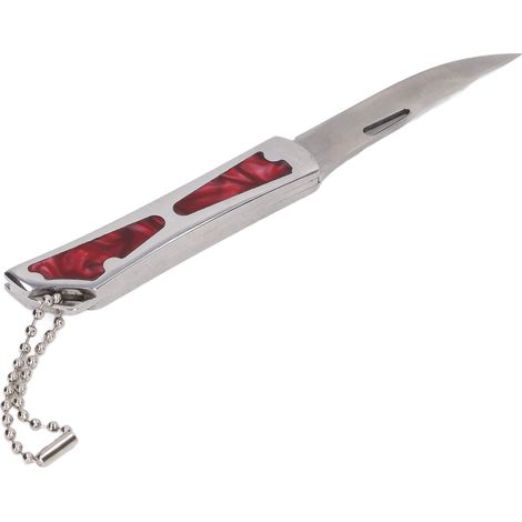 Couteau Pliant de Poche Mini avec Lame en Acier Inoxydable et Porte-Clés pour Découverture de Cartons Rouge (1/5)