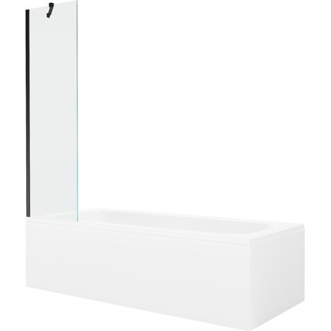 Mexen Vega Rechteckbadewanne 160 x 70 cm mit Verkleidung und 1-flügeliger Trennwand 50 cm, transparent, schwarz - 550116070X950 (1/5)