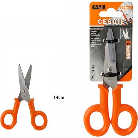 TrAdE Shop Traesio - Cesoie Elettricista Forbici Manico Monocolore Taglia Cavi Fili Nastro Isolante - (1/5)
