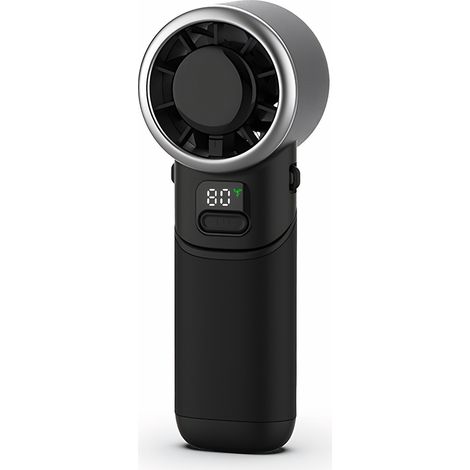 Mini-Ventilateur Turbo - Portabilité personnelle - Ice Cooler 5 vitesses écran LED - Voyage trajet plein air - Noir (1/4)