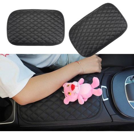 Lot de 2 housses de console centrale de voiture, housses d'accoudoirs, housses de protection en cuir imperméable, accessoires décoratifs universels pour voiture, coussin antidérapant pour accoudoir (1/5)